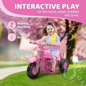 6V Bubble Car per bambini '3 ruote moto elettrica con faro a LED e musica rosa Ride-On veicolo con caratteristiche musicali - Product Image 4