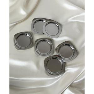 Retro Metal Drink Coaster Decorative Glass <b>Mat</b> Casted Silver Tone Cup Pad Table Decor Restaurant Hotel Supplies Tabletop Coaster - Product Image 2