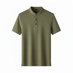Chemise à manches courtes en toile de polyester respirante pour homme, unie - Product Image 2