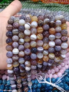 ลูกปัดหินธรรมชาติ มุกไคต์ ลาพิส ลาซูลี พีช มูนสโตน สำหรับทำสร้อยข้อมือ สร้อยคอ ต่างหู ลูกปัดทรงกลม โบตสวานา อะเกต - Product Image 6