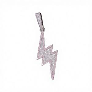 Collar Hip Hop con Colgante Rayo Helado VVS Moissanita, Plata de Ley Bañada en Rodio/Oro, Joyería de Lujo para Hombre - Product Image 3