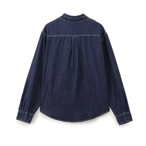 Chemises en jean pour femmes en gros, séchage rapide, détails boutonnés, style vintage, pour printemps/été et hiver, usage décontracté, écologiques, coupe haute - Product Image 2