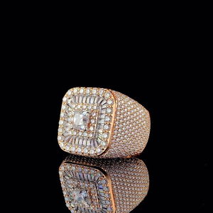 Moissanite Iced Out <b>Cushion</b> Signet Ring Baguette Pave Luxury Hip Hop <b>Statement</b> Jewelry for Men - Product Image 5