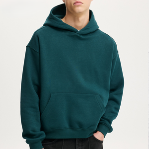 Sweat à capuche uni pour homme en molleton de coton avec poche kangourou, capuche réglable, style décontracté streetwear, vêtement d'extérieur - Product Image 4