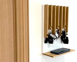 Organizador de Llaves de Madera para Entrada, Pasillo o Sala de Estar, Decorativo, con Gancho para Llaves, Correo y Perchero para Sombreros y Abrigos - Product Image 6