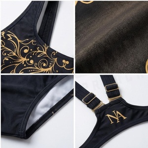 North Approach Maillot de bain une pièce pour femme, imprimé floral, broderie dorée, extensible, coupe régulière, col rond - Product Image 4
