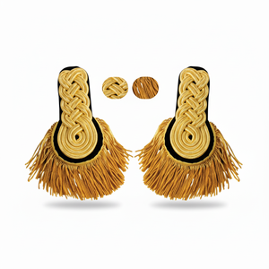 Epaulettes Negros y Dorados de Alta Calidad con Franjas de Hilo Metálico y Diseño sin Cordones para Uniformes - Product Image 1