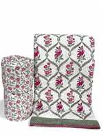 Couette en coton 100% écologique de poids moyen avec de belles couleurs et motifs, imprimée à la main, taille King, style Jaipur Rajai