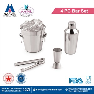Juego de 4 Utensilios de Bar de Acero Inoxidable Ecológicos: Coctelera, Cubitera, Jigger y Pinzas - Product Image 2