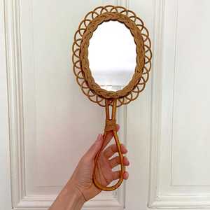 Handmade Rattan Oval Makeup <b>Mirror</b> Bohemian Style Portable <b>lightweight</b> Framed For Home and Makeup Use - Product Image 3