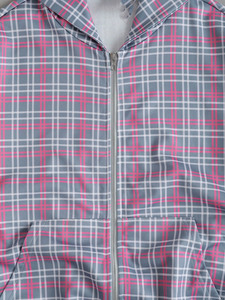 Chaqueta a cuadros con bloques de color y logotipo personalizado, sudaderas con capucha personalizadas al por mayor, top informal de felpa francesa suave de 350 GSM, moda urbana de EE. UU. - Product Image 5