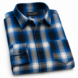 Chemise décontractée en flanelle unie pour homme, coupe classique, tricotée et brodée, 100 % coton, respirante et à séchage rapide, vente en gros - Product Image 6