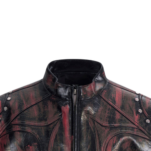 Black <b>Cropped</b> Stand Collar Hand Waxed Biker Leather <b>Jacket</b> Casual Designer Men's <b>Jackets</b> <b>Puffer</b> Winter Leather - Product Image 4