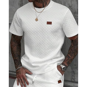 Camiseta Casual para Hombre, Cuello Redondo Clásico, Manga Corta, Texturizada, Corte Ajustado, para Verano - Product Image 2