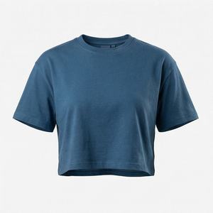 Camiseta Corta para Mujer, Manga Corta, Cuello Redondo, Color Sólido, Estilo Casual, 100% Algodón Jersey, Transpirable, para Primavera/Verano - Product Image 3