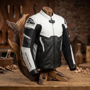 DRAFTWEAR IPEX <b>Men's</b> Leather Motorcycle Jacket Full Sleeve Color Blocked Windproof Breathable Racing Suit Customizable - Product Image 3
