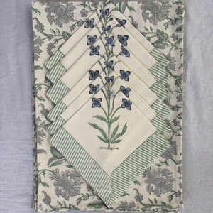 Hand Block Printed Cotton <b>Placemat</b> Set Hand Block Printed Dining Table <b>Placemats</b> With Napkins 100% Cotton - Product Image 3