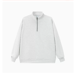 Sudadera con capucha y cremallera de algodón French Terry para mujer, diseño personalizado al por mayor, con estampado, en blanco, tipo quarter. - Product Image 5