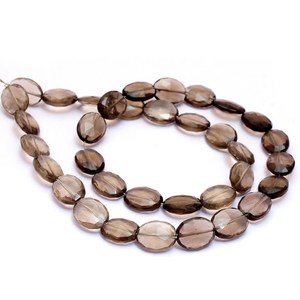 Cuentas ovaladas facetadas de cuarzo ahumado AAA+ de 9x12 mm, cuarzo ahumado natural, piedra preciosa semipreciosa, cuentas sueltas tipo briolette para la fabricación de joyas. - Product Image 3