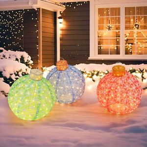 Set di 3 Palline di Natale Pre-Illuminate Pop-Up con Luci LED Bianco Caldo per Decorazioni Albero - Product Image 2
