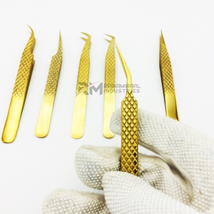 RMI Diamond Grip Stainless Steel High Quality Anti-Static Precision Eyelash Extension Tweezers Custom Logo Plasma Gold Tweezer - Product Image 3