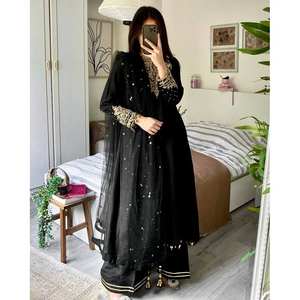 Conjunto de Fiesta de Diseñador con Top, Pantalón y Dupatta, Mangas Tres Cuartos, Talla XL - Product Image 5