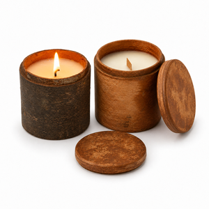 Vela de Cera de Soja con Aceite Esencial de Canela 100%, Portavelas de Corteza, Hecha a Mano en Vietnam, Venta al por Mayor, Lujo - Product Image 3
