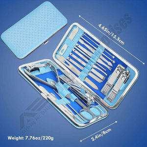 Blue Manicure <b>Set</b> Professional Nail Clippers <b>Pedicure</b> Kit Manicure Tool Kit Stainless Steel Facial Grooming <b>Set</b> Kit - Product Image 5