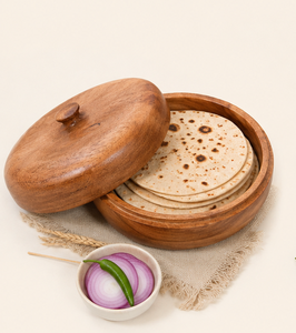 Boîte à chapati en bois avec couvercle, en bois d'acacia écologique, récipient de rangement pour roti, plat rond en bois pour la cuisine - Product Image 3
