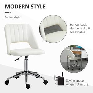 Sedia da Ufficio Girevole Bianco Crema con Schienale Medio in Velluto a Forma di Conchiglia, Sedia da Scrivania in Nylon per Casa e Ufficio BIFMA - Product Image 5