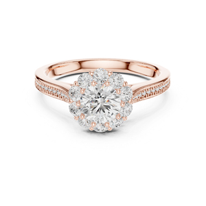 Bague de soirée en or rose 14 carats avec diamant de laboratoire rond pour femme |   Nouveau diamant cultivé - Product Image 1