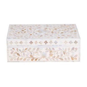 Boîte à bijoux décorative en nacre de haute qualité avec motif floral blanc, boîte de rangement pour bijoux en nacre - Product Image 6