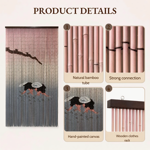 Wholesale Eco-Friendly Bamboo Beaded Door Curtains Art Deco Design Stainless Steel Hotel Resort Restaurant Doorway Decor Custom - Product Image 2