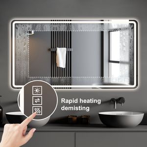 Specchio da Bagno LED Antiappannamento con 5 Livelli di Luminosità, Illuminazione Frontale e Posteriore, Montaggio a Parete, Disponibile in 3 Colori - Product Image 6