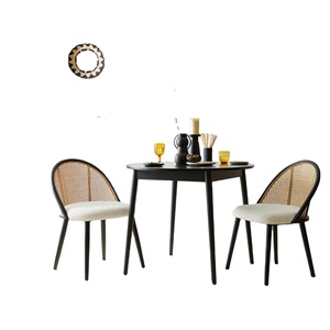 Teak wood Dining Set High Quality Wooden Frame with natural <b>Rattan</b> and seat <b>cushion</b> for dining use. - Product Image 1