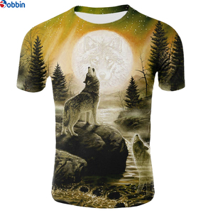 T-shirt à manches courtes pour hommes et femmes, impression par sublimation, décontracté, impression créative 3D, col rond, design graphique, motif loups - Product Image 2