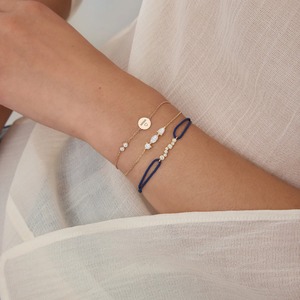 AU750 18K <b>Gold</b> Lab Grown Diamond Multi Bezel Bar <b>Bracelet</b> Pink Nylon Cord <b>Adjustable</b> Women Wholesale OEM Manufacturer India - Product Image 3