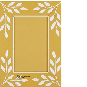 Cadre photo élégant fait main avec incrustation florale, cadre en bois de luxe avec incrustation d'os en jaune vif - Product Image 5