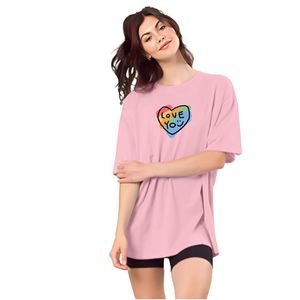 Camiseta de mujer con hombros caídos, estampada, de mezcla de algodón, suave, transpirable y ligera - Product Image 1