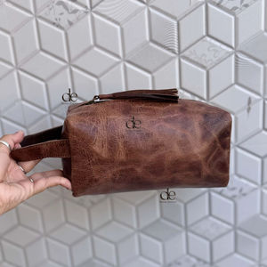 Nuevo Organizador de Artículos de Aseo de Cuero Genuino de Diseño, Kit de Afeitado para Hombre y Mujer, Bolsas de Cosméticos de Viaje de Cuero Real, Bolsas de Maquillaje - Product Image 1