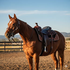 Tapis de selle en cuir usiné artisanal occidental de qualité supérieure avec accents en cuir détaillés et doublure en mousse - Product Image 3