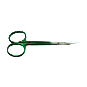 Ciseaux à cuticules professionnels en acier inoxydable argenté avec manche vert, outil de manucure et de soin des ongles, marque privée, vente en gros - Product Image 1
