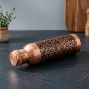 Copper <b>Water</b> <b>Bottle</b> with Antique Printed Design, Stylish <b>Metal</b> Drinking <b>Bottle</b> for Home Office Travel, Reusable Daily Use <b>Bottle</b> - Product Image 6