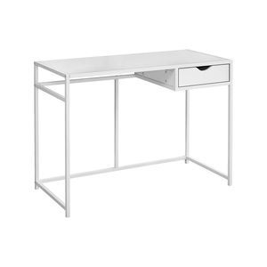 Scrivania Moderna Contemporanea 42'' in Metallo Bianco e Laminato con Cassetti Portaoggetti per Ufficio Domestico e Lavoro con Laptop - Product Image 2