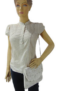 Elegant <b>White</b> Hand Beaded Satin Clutch <b>Bag</b> Pearl Beads Floral Embroidery Handmade Wedding <b>Bridal</b> Evening Party Purse Lowellcraft - Product Image 5