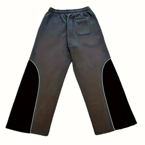 Pantalones Unisex Negros de Forro Polar Grueso, Pierna Ancha, Cintura Elástica con Cordón, Estilo Casual Holgado, Rayas Laterales Reflectantes, Transpirables - Product Image 3