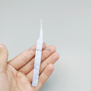 Pincettes d'extension de cils, pointe en fibre de couleur rose, en acier inoxydable, pincettes de haute qualité, revêtement en papier, couleur destine - Product Image 2