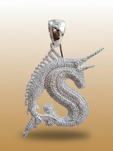 Pendentif Dragon entièrement serti de moissanite, argent sterling 925, luxe, thème hip hop, cadeau unisexe - Product Image 1