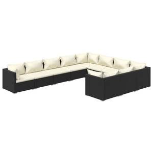 Ensemble de salon de jardin en rotin PE noir avec structure en acier thermolaqué et tissu – Mobilier d'extérieur haut de gamme - Product Image 2