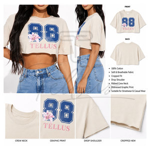 Camiseta Corta para Mujer, Informal, de Algodón, para Uso Diario, Ligera, a la Moda - Product Image 5